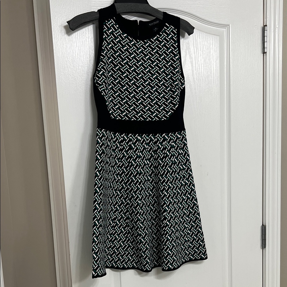 Stylish Black and White and Green Dress